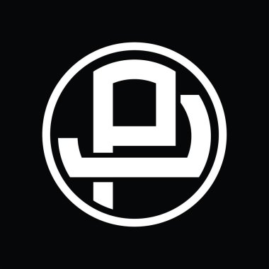 Üst üste binen stil vintage tasarım şablonuyla PJ Logo monogramı