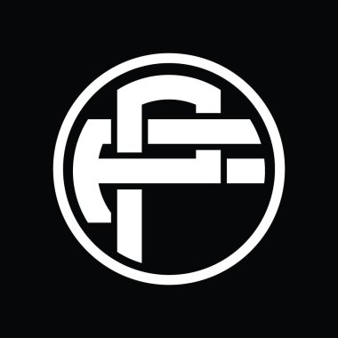 Üst üste binen stil vintage tasarım şablonuna sahip PF Logo monogramı