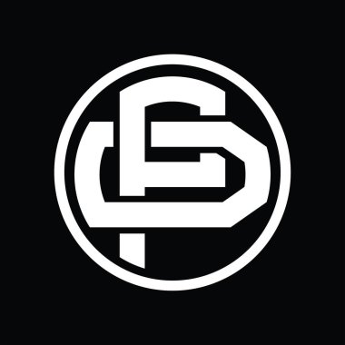 Üst üste binen stil vintage tasarım şablonuna sahip PD logo monogramı