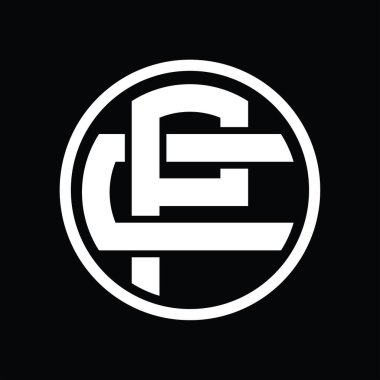 Üst üste binen stil vintage tasarım şablonuna sahip PC Logo monogramı