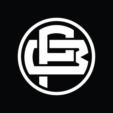 Üst üste binen stil vintage tasarım şablonuna sahip PB Logo monogramı