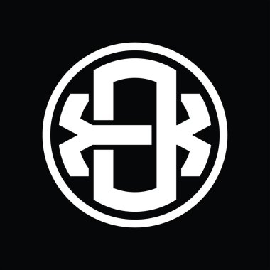 Üst üste binen stil vintage tasarım şablonuyla OX Logo monogramı