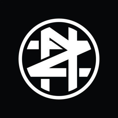 Üst üste binen stil vintage tasarım şablonuna sahip NZ logo monogramı