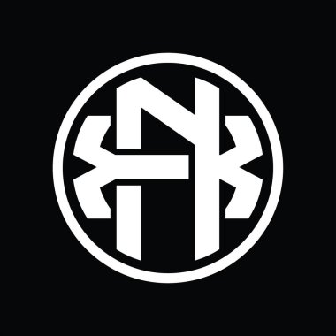 Üst üste binen stil vintage tasarım şablonuyla NX Logo monogramı