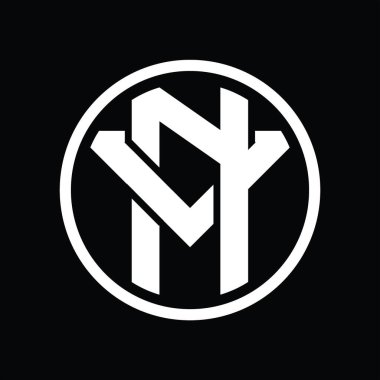 Üst üste binen stil vintage tasarım şablonuna sahip NV logo monogramı