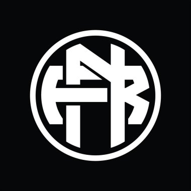 Üst üste binen stil vintage tasarım şablonuyla NR Logo monogramı