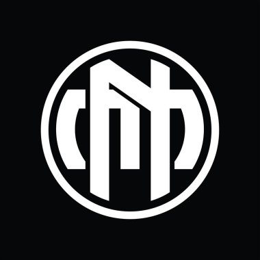 Üst üste binen stil vintage tasarım şablonuyla NM Logo monogramı