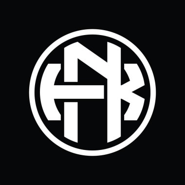 Üst üste binen stil vintage tasarım şablonuyla NK Logo monogramı