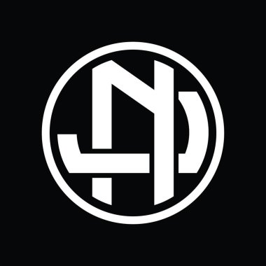 Üst üste binen stil vintage tasarım şablonuyla NJ Logo monogramı
