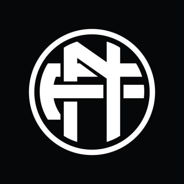 Üst üste binen stil vintage tasarım şablonuyla NF Logo monogramı