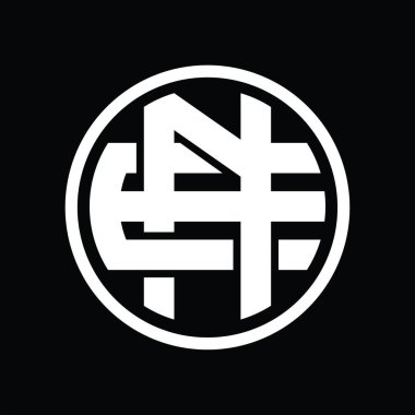 Üst üste binen stil vintage tasarım şablonuna sahip NE Logo monogramı