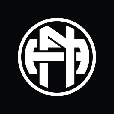 Üst üste binen stil vintage tasarım şablonuna sahip NA Logo monogramı