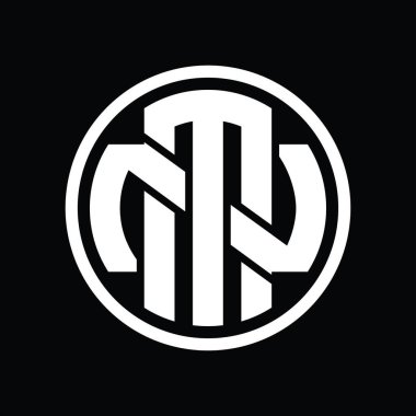 Üst üste binen stil vintage tasarım şablonuyla MN Logo monogramı