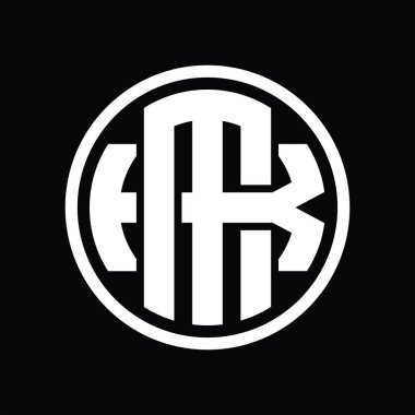 Üst üste binen stil vintage tasarım şablonuyla MK Logo monogramı