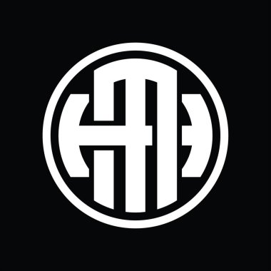 Üst üste binen stil vintage tasarım şablonu ile MH Logo monogramı