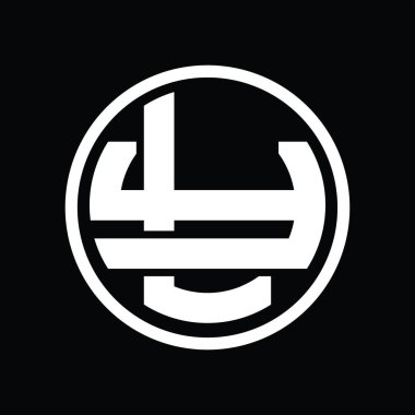 Üst üste binen stil vintage tasarım şablonuna sahip LY Logo monogramı