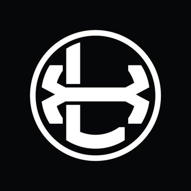 Üst üste binen stil vintage tasarım şablonuyla LX Logo monogramı