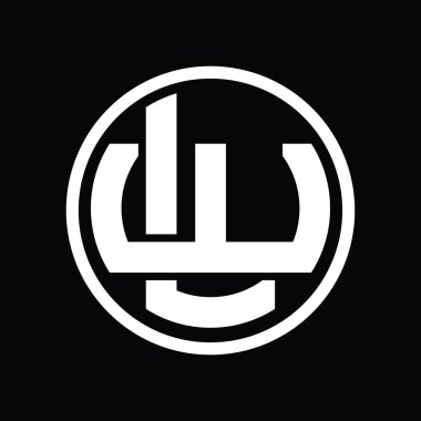Üst üste binen stil vintage tasarım şablonuyla LW Logo monogramı