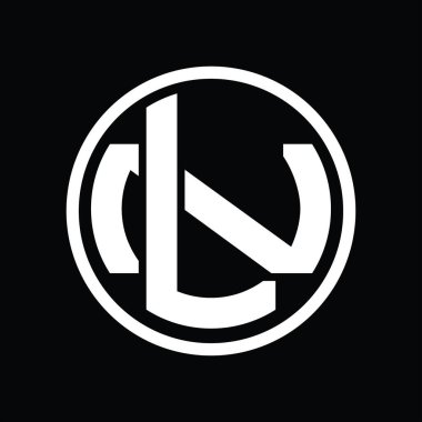 Üst üste binen stil vintage tasarım şablonuyla LN Logo monogramı