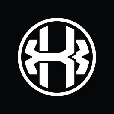 Üst üste binen stil vintage tasarım şablonuyla KX Logo monogramı