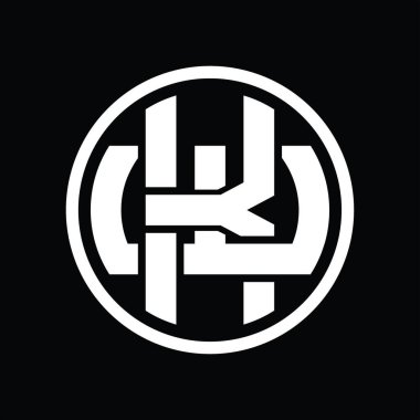 Üst üste binen stil vintage tasarım şablonu ile KW Logo monogramı