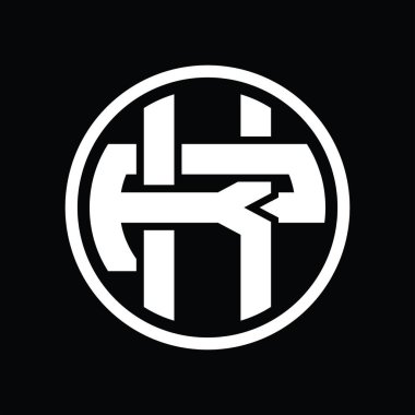 Üst üste binen stil vintage tasarım şablonuyla KP Logo monogramı