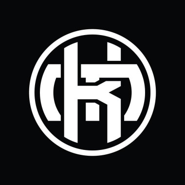Üst üste binen stil vintage tasarım şablonu ile KM Logo monogramı