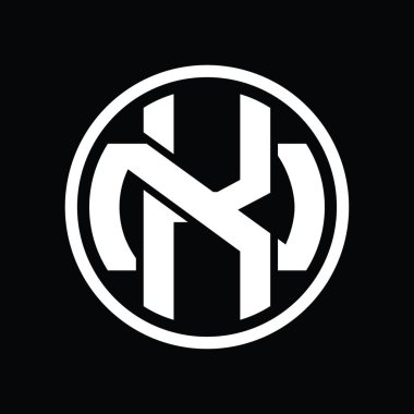 Üst üste binen stil vintage tasarım şablonu ile KN Logo monogramı