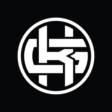 Üst üste binen stil vintage tasarım şablonu ile KG Logo monogramı