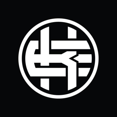 Üst üste binen stil vintage tasarım şablonu ile KE Logo monogramı