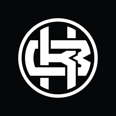 Üst üste binen stil vintage tasarım şablonu ile KB Logo monogramı