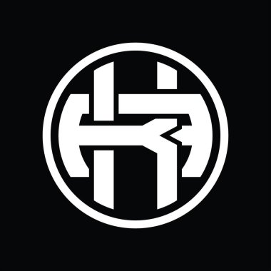 Üst üste binen stil vintage tasarım şablonuna sahip KA Logo monogramı