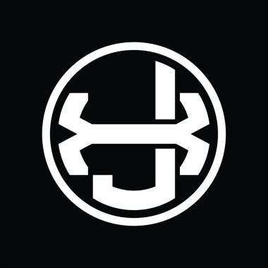 Üst üste binen stil vintage tasarım şablonuyla JX Logo monogramı