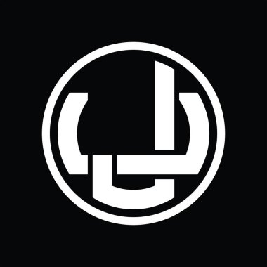 Üst üste binen stil vintage tasarım şablonuyla JU Logo monogramı