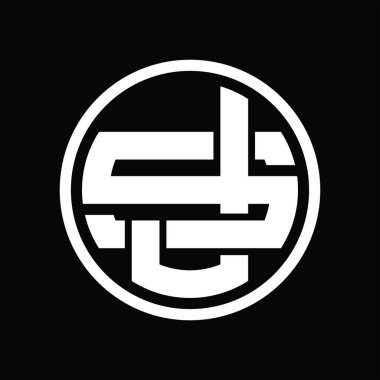 Üst üste binen stil vintage tasarım şablonuyla JS Logo monogramı