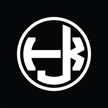 Üst üste binen stil vintage tasarım şablonuyla JK Logo monogramı