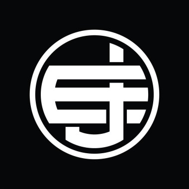 Üst üste binen stil vintage tasarım şablonuyla JE Logo monogramı