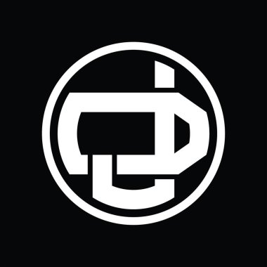 Üst üste binen stil vintage tasarım şablonuyla JD Logo monogramı