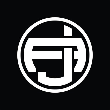 Üst üste binen stil vintage tasarım şablonuna sahip JA Logo monogramı