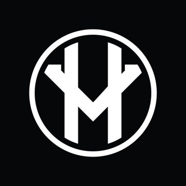 Üst üste binen stil vintage dizayn şablonuna sahip HV logo monogramı