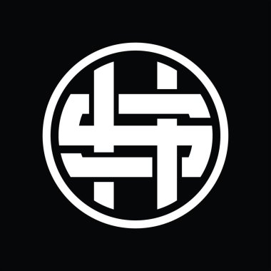 Üst üste binen stil vintage tasarım şablonuyla HS Logo monogramı
