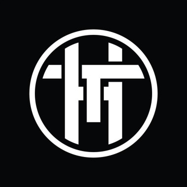 Üst üste binen stil vintage tasarım şablonuyla HT Logo monogramı