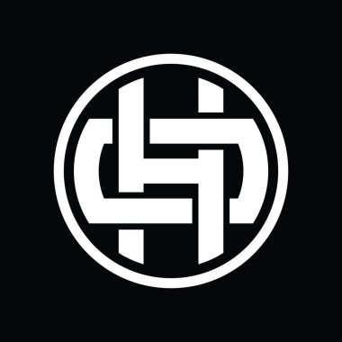 Üst üste binen stil vintage tasarım şablonuyla HO Logo monogramı