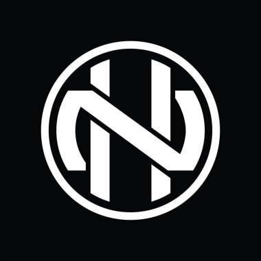 Üst üste binen stil vintage tasarım şablonu ile HN Logo monogramı