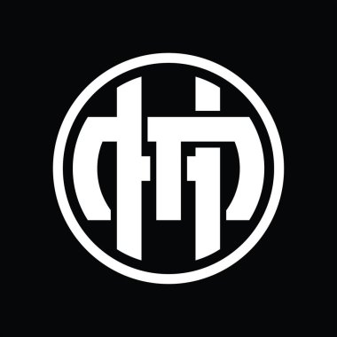 Üst üste binen stil vintage tasarım şablonuyla HM Logo monogramı