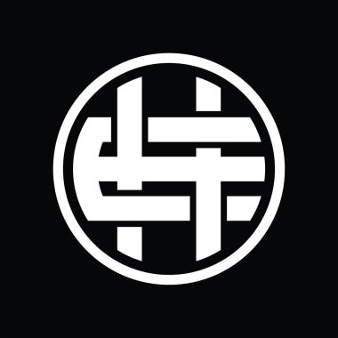 Üst üste binen stil vintage tasarım şablonuna sahip HE logo monogramı