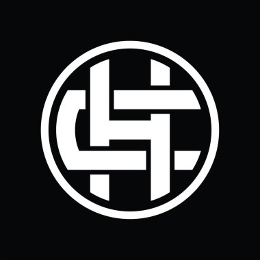 Üst üste binen stil vintage tasarım şablonuyla HC Logo monogramı
