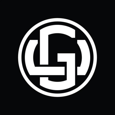 Üst üste binen stil vintage tasarım şablonuyla GU Logo monogramı