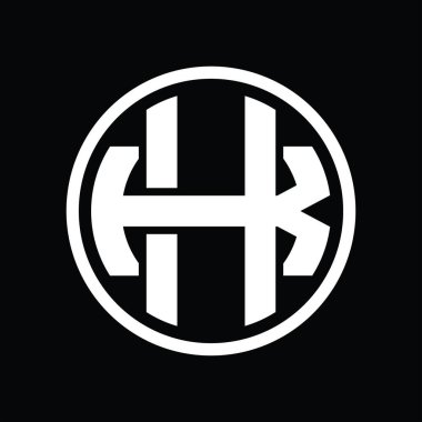 Üst üste binen stil vintage tasarım şablonuyla HK Logo monogramı