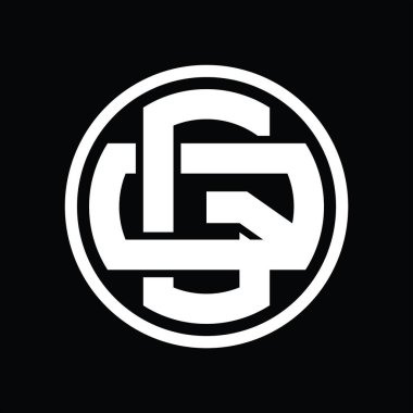 Üst üste binen stil vintage tasarım şablonuyla GQ Logo monogramı